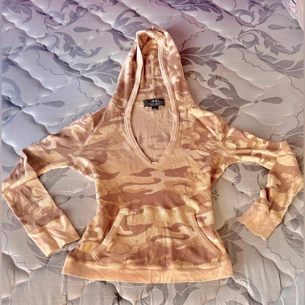 Ralph Lauren Camo Beige Hoodie For Active & Casual Wear